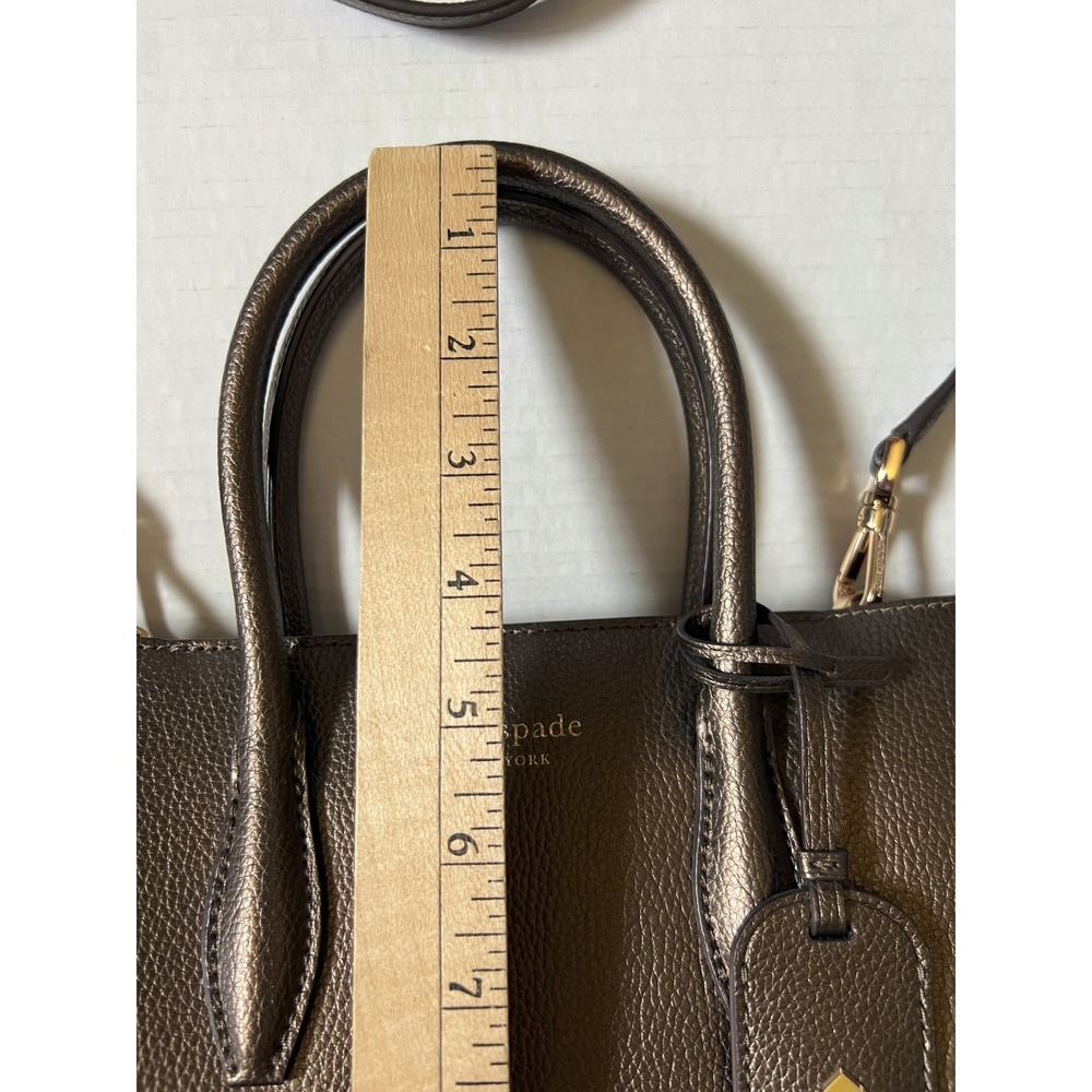 KATE SPADE NEW YORK Eva Top Satchel Ash Metallic Brown Handbag Purse w/ Wallet - Picture 7 of 16